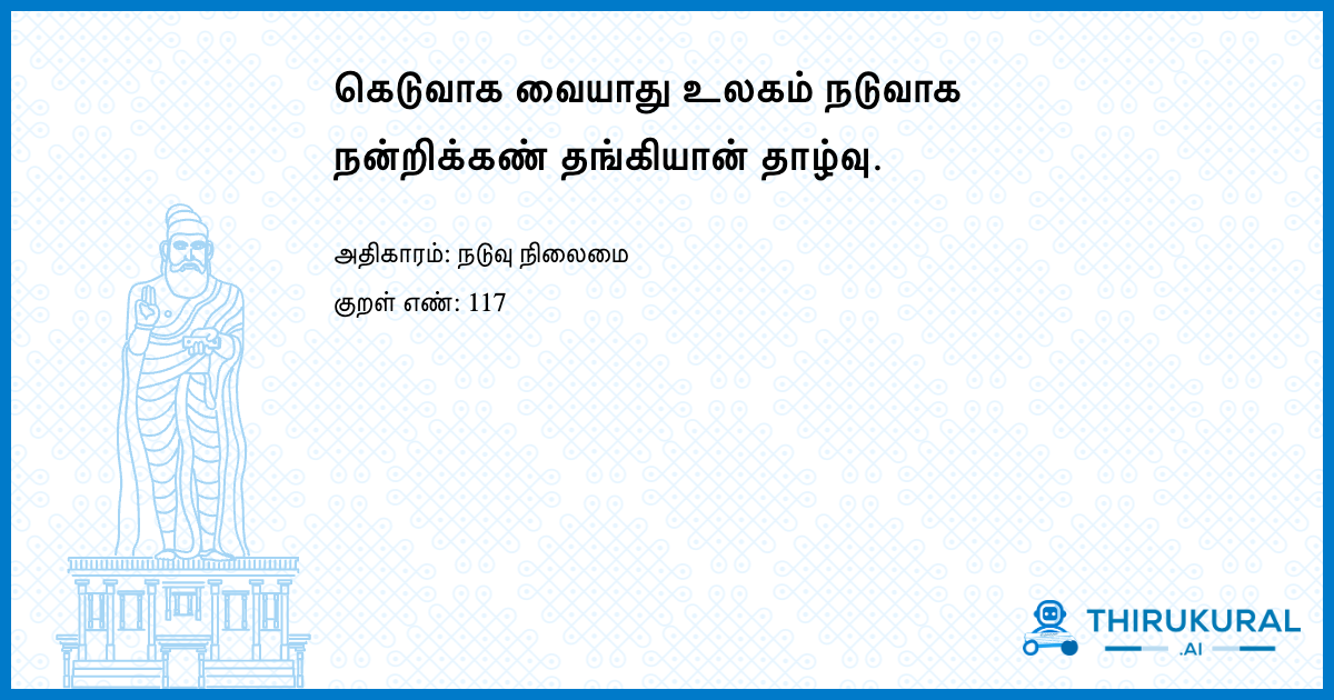 கெடுவாக வையாது உலகம் நடுவாக நன்றிக்கண் தங்கியான் தாழ்வு.