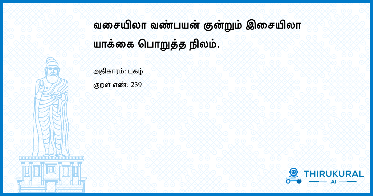 வசையிலா வண்பயன் குன்றும் இசையிலா யாக்கை பொறுத்த நிலம்.