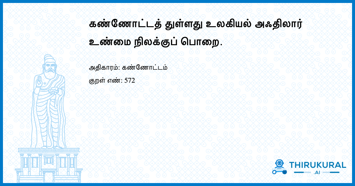 கண்ணோட்டத் துள்ளது உலகியல் அஃதிலார் உண்மை நிலக்குப் பொறை.