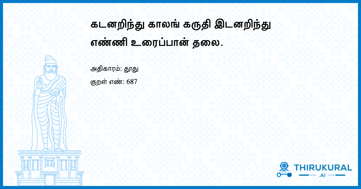 கடனறிந்து காலங் கருதி இடனறிந்து எண்ணி உரைப்பான் தலை.